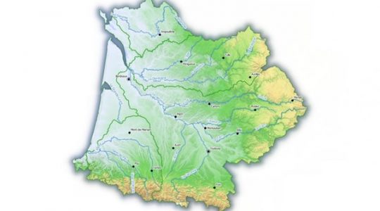 Carte du bassin Adour-Garonne (source Système d’Informations sur l’Eau du Bassin Adour-Garonne)