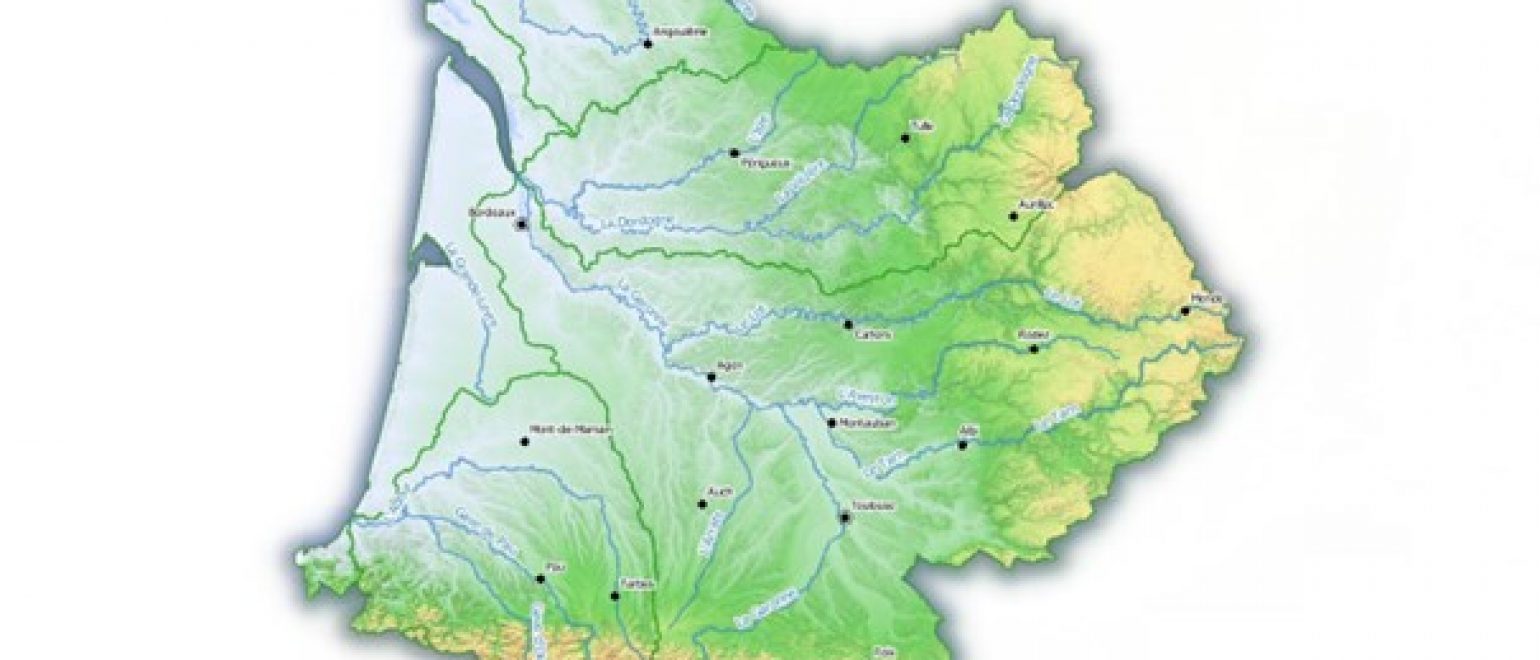 Carte du bassin Adour-Garonne (source Système d’Informations sur l’Eau du Bassin Adour-Garonne)